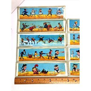 Vintage lot of 9 Assorted Magic Lantern Slides approximately 9" x 2-1/2" Vintage